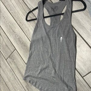 Gray Fitted Sleeveless Tank Top